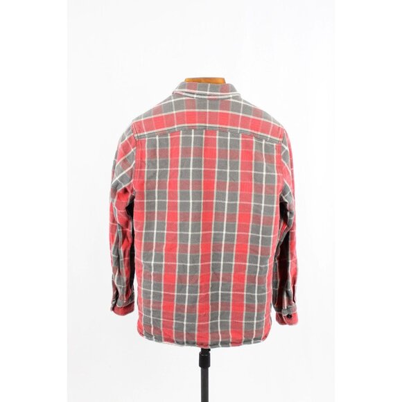 LEE Red Grey Plaid Check Cotton Flannel Button Down Shirt, Size M - Picture 2 of 13